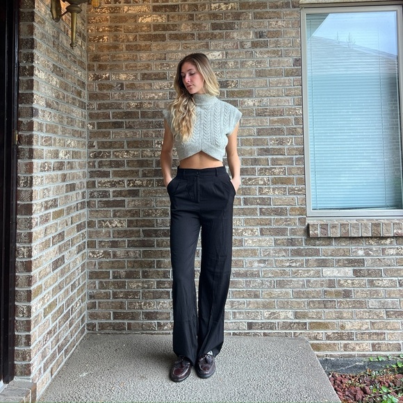 Princess Polly Pants - Princess Polly Black Pleated Trousers - sz 6